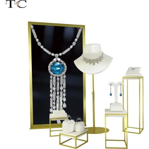 Stainless Steel Window Counter Showcase Ring Earring Bracelet Necklace Jewelry Display Holder Stand Window ShowCase Kit