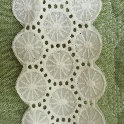 6cm*5yards flower hollow embroidered cotton lace trims DIY Sewing white lace trimming ribbon DIY clothes accessories