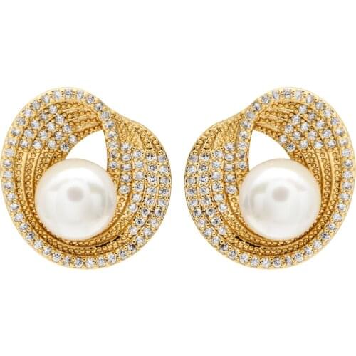 Top-quality AAA micro - inlaid pearl zircon earrings Extravagant jewelry gifts for women/girls ER-268