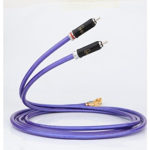 High Quality Pair Van den Hul MC-SILVER IT 65 RCA audio interconnect cable with 24K Gold 90 Degree Right angled RCA plug