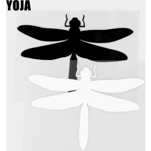 YOJA 13.8×10.2CM Cartoon Animals Flying Dragonfly Vinyl Decal Car Stickers Black/Silver 19C-0455