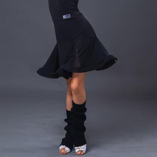 2021 New H7049 Lotus Design Black Kids Latin Dance Skirt Girl Latin Dancing Skirt for Belly Ballroom Tango Dancewear