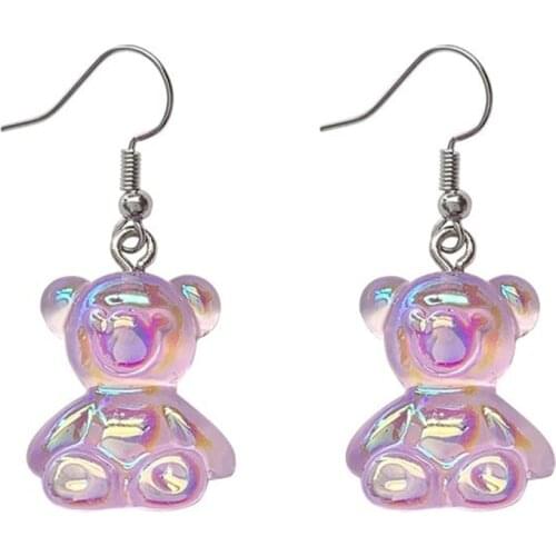 Lovely Transparent Bear Animal Women Candy Stud Earrings Acrylic Three-dimensional Jewelry Lady Fashion Ear Accessory