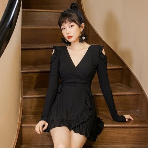 Women One Piece Swimsuit Swimwear Plus Size Vintage Lovely With Skirt 2021 New Sexy Polyester Lycra Solid Fmzxg