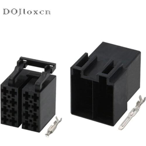 1 Set 16 Pin 3.5 MM Auto Audio Cable Socket Automotive ISO Wire Plug Balck Male Female Connector For Volkswagen VW Bora