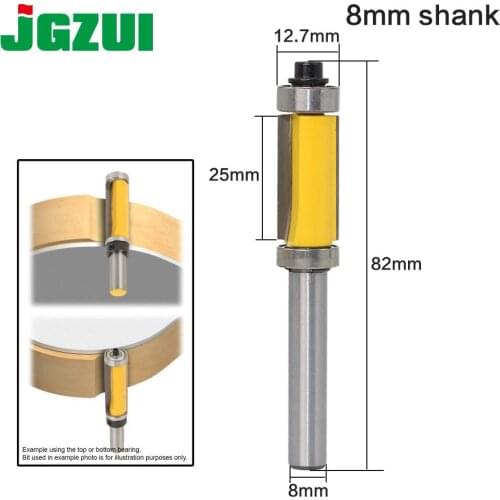 1pcs Flush Trim Router Bit Top & Bottom Bearing 8'' Shank Woodworking Tool woodworking router bits