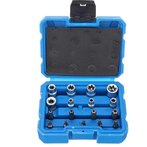 17pcs Tamper Proof Socket Adapter Set Chrome Vanadium Steel Bit Socket Sleeve Tool