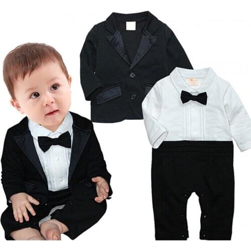 2021 Classic Children Suit Baby Boys Clothes Newborn Tracksuit Formal Dresses Romper+Coat 2Pieces Costumes For Children 0-1Y