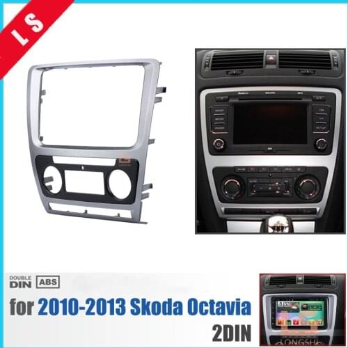 2din fascia for 2010-2013 Skoda Octavia Double Din Car Frame Radio Fascia In Dash DVD Player Outter Frame Surround Panel , 2 DIN