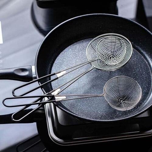 3 Sizes Stainless Steel Filter Oil Pot Food Filter Cookware Colander Fried Filter Kitchen Strainer Baking Cooking Tools
