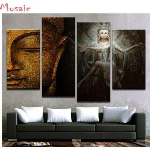 4pcs Diamond Embroidery,buddha,DIY Diamond Painting Cross Stitch birds Full Square Pictures Of Rhinestones Mosaic diamond,Decor