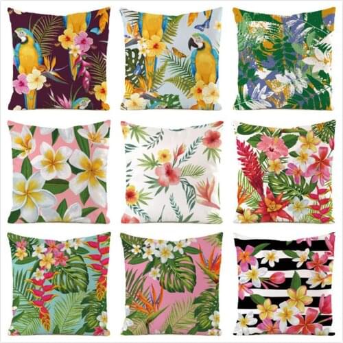 45cm*45cm Flowers&Parrots Inimitated Silk Fabric Throw Pillow Covers Couch Cushion Cover Home Decorative Pillows Pillow Case