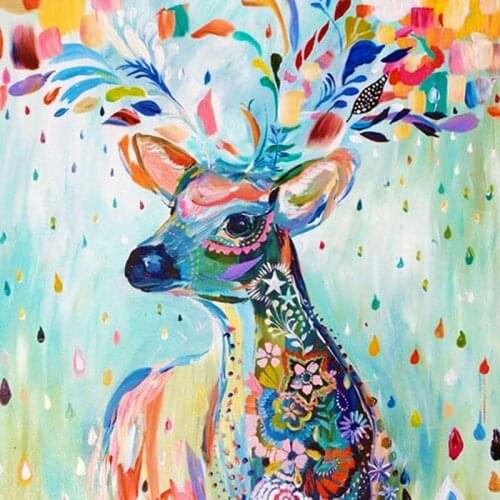 Colorful Deer Mosaic 3D Diy Diamond Painting Home Decoration Diamond Embroidery Modern Style 5d Round Cross Stitch