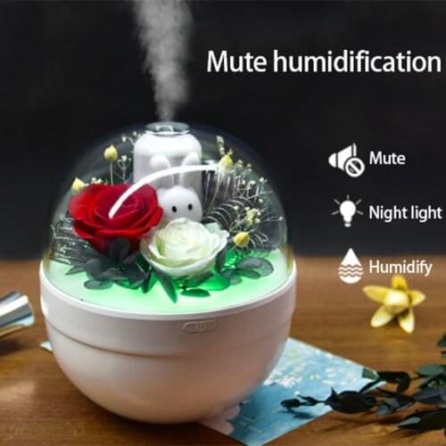 Aroma Essential Oil Diffuser Eternal Flower Air Humidifier Aromatherapy Quiet Aroma Diffuser With Colorful LED Night Lamp