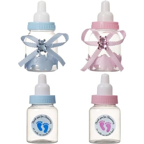 Gender Reveal Decoration Baby Shower Boy or Girl Mini Feeding Bottles Candy Gift Bags Welcome Christening Baptism Party Supplies