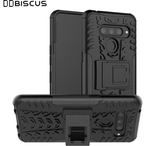For LG V50 THINQ Case Hard Plastic Soft Silicone Cover For LG V50 Case Hybrid Armor Stand PC TPU Cover For LG V50 THINQ 5G Capa