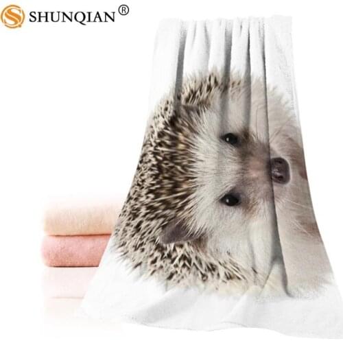Hot Custom Animals Hedgehog Towel Printed Cotton Face/Bath Towels Microfiber Fabric For Kids Men Women Shower Towels A7.24-1