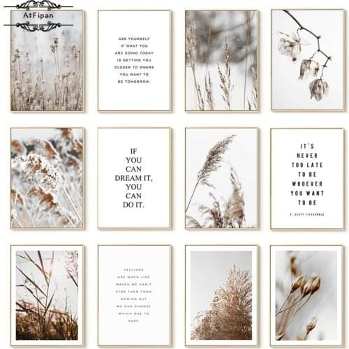 Late Autumn Canvas Painting Dead Leaves Poster Landscape Quotes Wall Art Pictures for Living Room Aesthetic Interior Home Decor