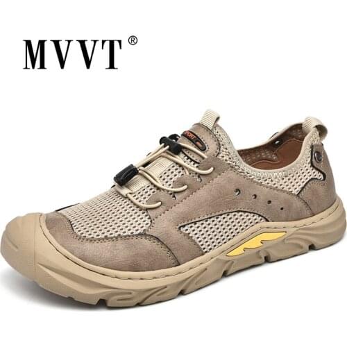 Summer Men Sneakers Breathable Leather Casual Shoes Men Comfortable Men Loafers Mesh Men Shoes Outdoor Walking Zapatos