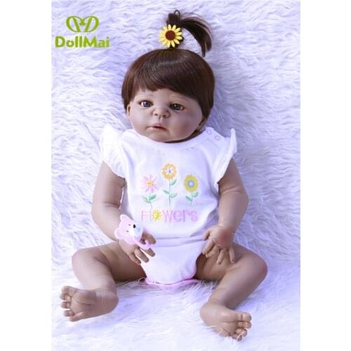 55cm bebe reborn doll toddler girl black newborn doll bath toy very soft full body silicone doll