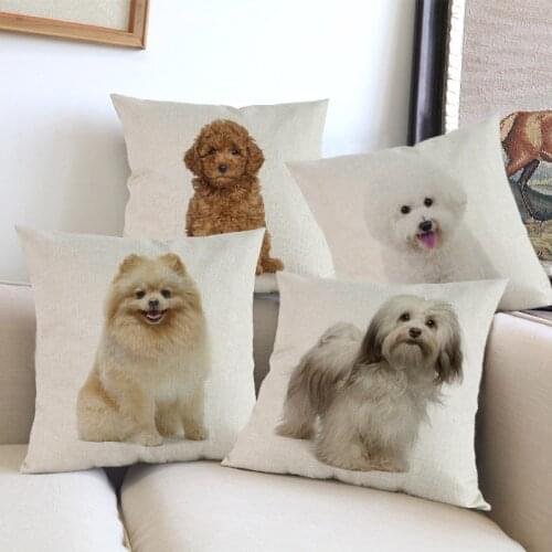 Cute Pet Puppy Dog Yorkshire Terriers Pomeranian Poodle Teddy Bulldog Printed Cushion Cover Home Decorative Sofa Car Pillow Case