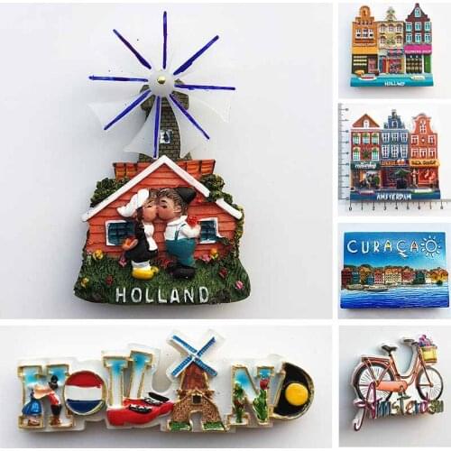 Netherlands Curacao Fridge Magnets Tourist Souvenirs Holland Windmill Amsterdam Magnetic Refrigerator Stickers Home Decor Gifts