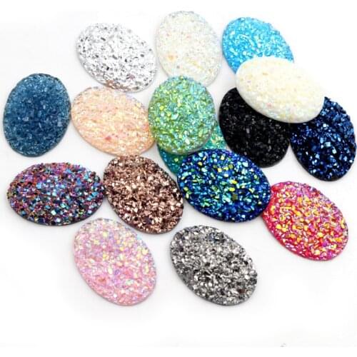 New Fashion 10pcs 18x25mm Mixed Colors Natural ore Style Flat back Resin Cabochons For Bracelet Earrings accessories
