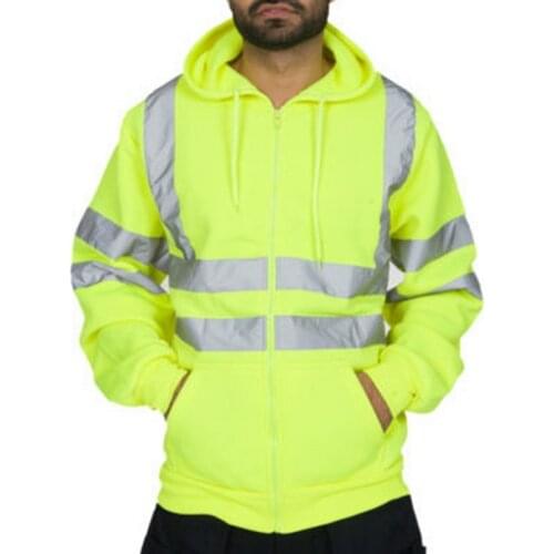 2021 New Mens Road Work High Visibility Pullover Casual Long Sleeve Hoody Sweatshirt Tops Men Jacket Hooded Blouses