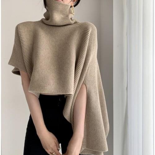 Solid Shawl Cape Elasticity Women Scarf Accessories 2021 Fashion Korean Chic Cape Casual Knitting Scarves for Women Vintage Tops