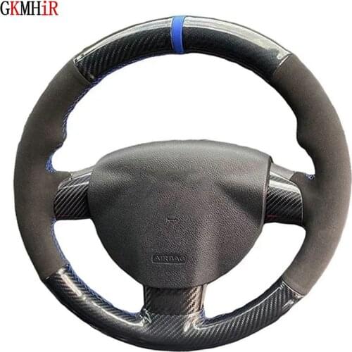 Hand-Stitched Black Suede Carbon Fiber Car Steering Wheel Cover For Ford Focus ST 2005-2012 Focus RS 2005-2011 Focus 3 2005-2012