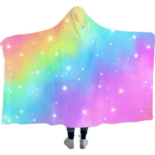 Psychedelic Hooded Blanket Adult Colorful Child Sherpa Fleece Wearable Blanket Microfiber Bedding