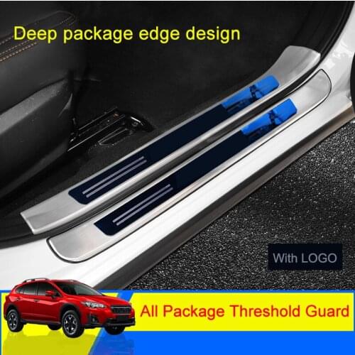 QHCP Stainless Steel Car Welcome Pedal Interior External Car Scuff Plate Door Sill Cover Trim Stickers For Subaru XV 2018 4PCS