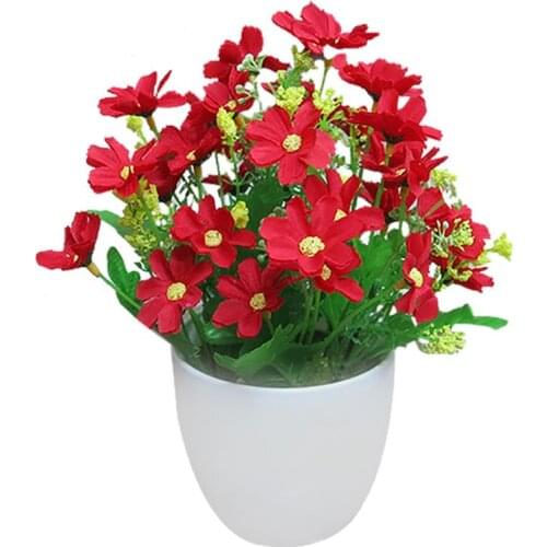 Realistic Artificial Flowers Lifelike Chrysanthemum Fake Plants Potted For Home Office Decorations Artificial Plants Supplies