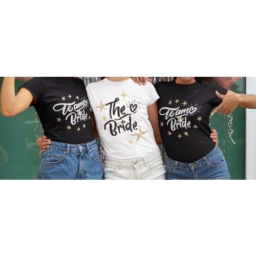 Bride Bachelorette to be Unique Team Bridesmaid Gift Bridal Party Shirts Short Sleeve Top Tee Cotton Women Tshirts O Neck Shirt