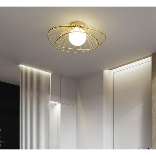 Nordic Postmodern Straw Hat Double Ceiling Light Bedroom Living Room Kitchen Study Balcony Corridor Porch CreativeLamp Fixtures