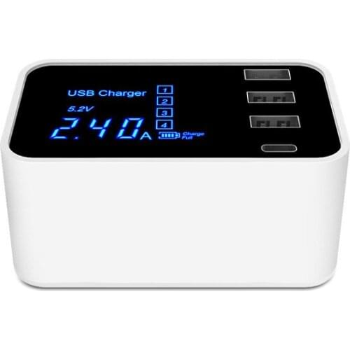 Quick Charge Type C USB Charger HUB Led Display Wall Charger Fast Mobile Phone Charger USB Adapter EU US UK Plug For iPhone X XS