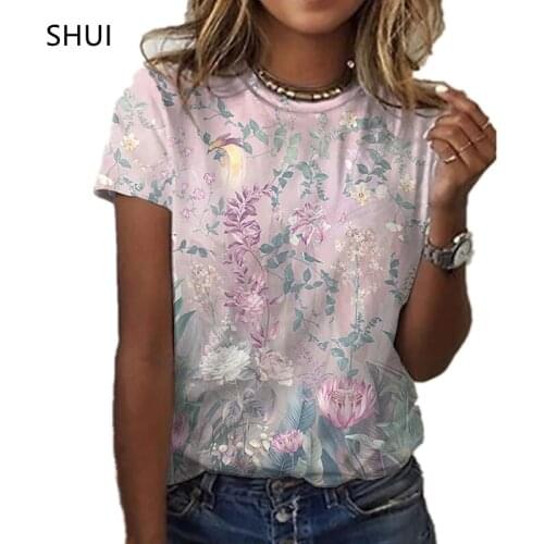 Fashion MUSIC T SHIRT Ladies Summer Round Neck Casual Loose Floral Printed Floral T-Shirt Tie Dye Top Plus Size Short Sleeve