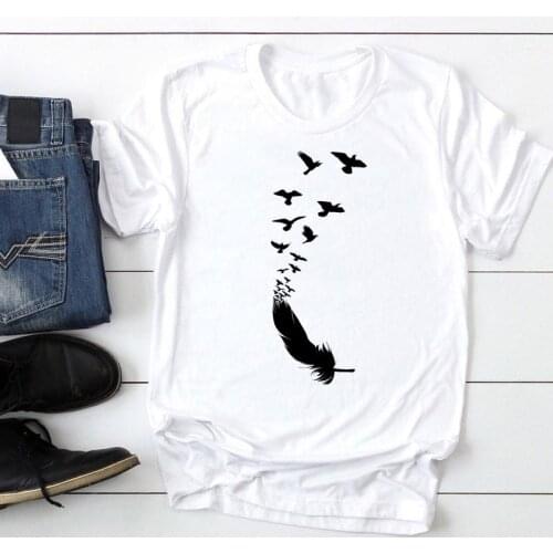 Women Short Sleeve Feater New Cute 2021 Fashion Cartoon Summer Lady Print Tee Graphic T Top Female Tshirts Clothes T-Shirt