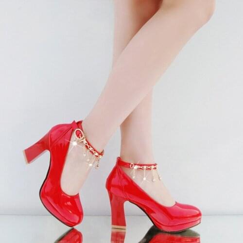 The size and age season 2019 new fashion thick with high code 33-43 shallow mouth cingulate single woman shoes