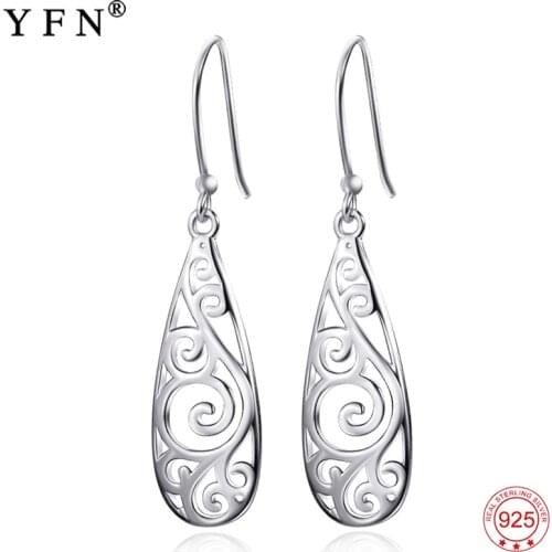 925 Sterling Silver Filigree Teardrop Earring Fashion Silver Jewelry Silver Drop Earrings For Women Drop Earring Brincos GNE9376