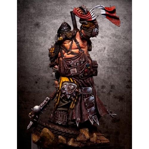 1/24 75mm ancient man stand with flag Resin figure Model kits Miniature gk Unassembly Unpainted