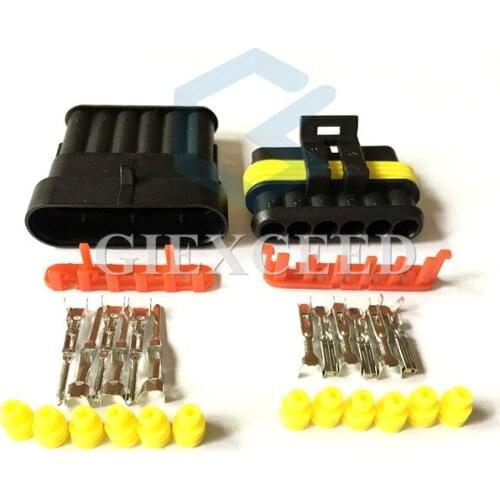2 Sets 6 Pin 282090-1 282108-1 Automotive Plug Waterproof Socket With Metal Terminals And Rubber Seals