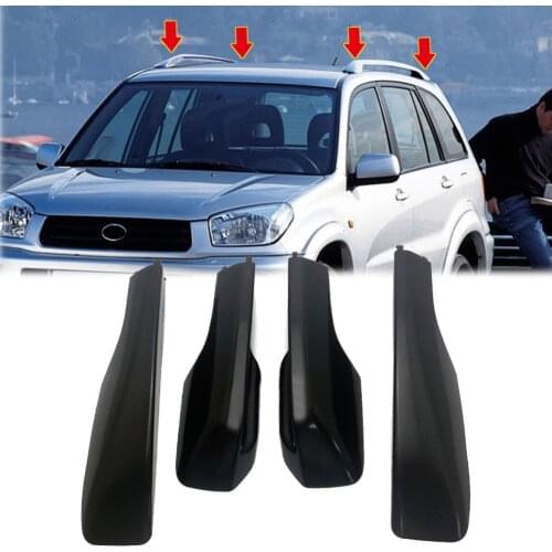 4pcs/set Black Roof Luggage Rack Rail End Cover Cap Shell Replacement For Toyota RAV4 2001 2002 2003 2004 2005 Accessories