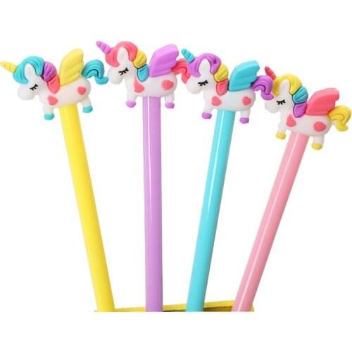 4 pcs/lot Unicorn Gel Pen Black Ink Signing Pen Promotional Stationery High Quality Office School Supplies Cute Pen