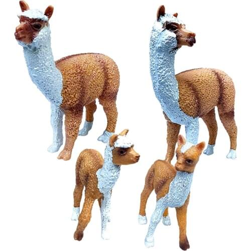 4pcs Kids Toy Plastic Farm Animals Sheep Alpaca Model Figures Collectibles
