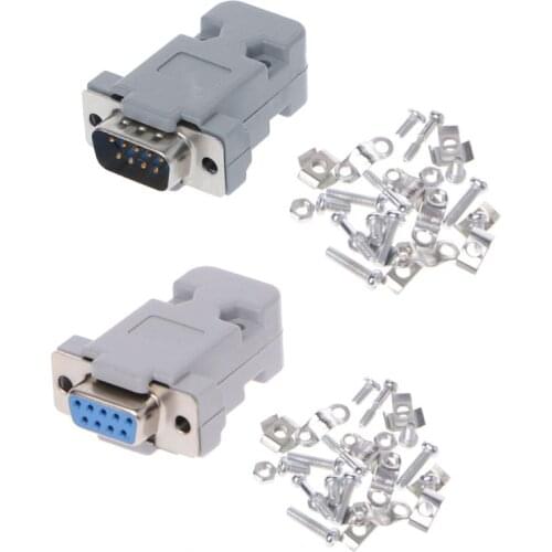 5Sets 9Pin Male/Female D-Sub Plug Solder Connector RS232 Serial DB9 w/ Grey Hood