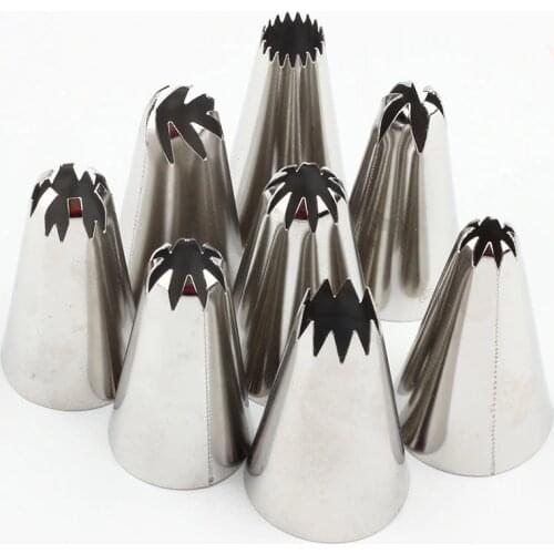 8Pcs Big Size Russian Pastry Icing Piping Nozzles Stainless Steel Decorating Tip Cake Cupcake Decorator Rose Accessories Kitchen