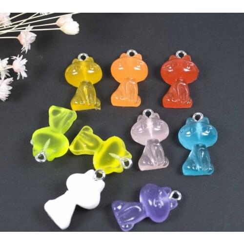 9pcs/lot 20mm*12mm Kawaii Resin cat Cabochons Cartoons animal For Necklace Keychain Pendant DIY Making Accessories
