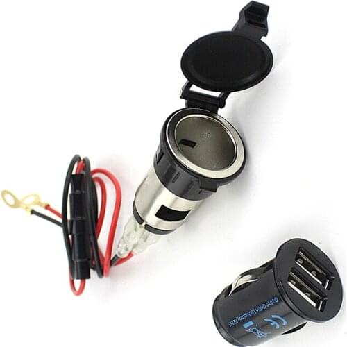 Motorcycle accessories golden cigarette lighter type female seat GPS power socket usb car mobile phone charger