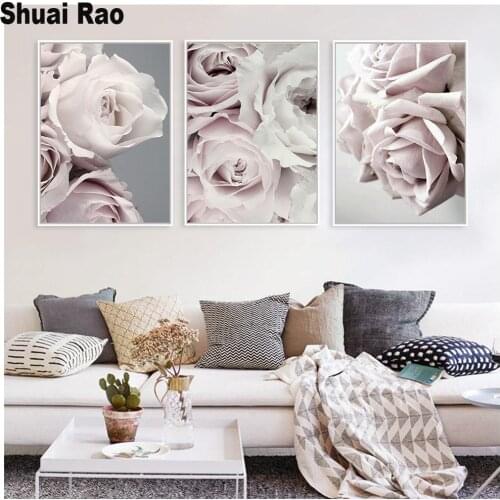 Diy Square round diamond embroidery pink rose 5D mosaic cross stitch Triptych flowers home decorative diamond painting art